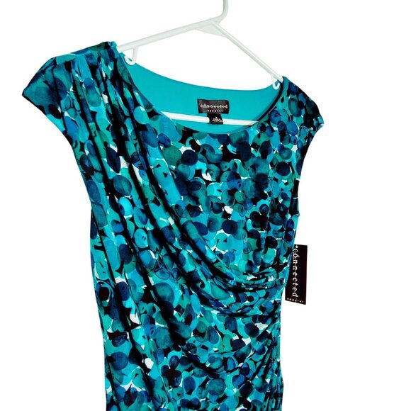 Connected Apparel Womens Blue/Teal Abstract Print Dress Size 8 NWT - Picture 6 of 11
